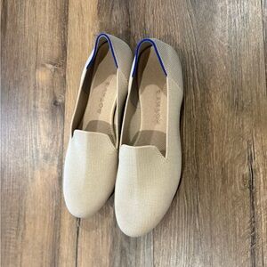 Rothy's Nude Knit Ballet Flats with Blue Heel Trim